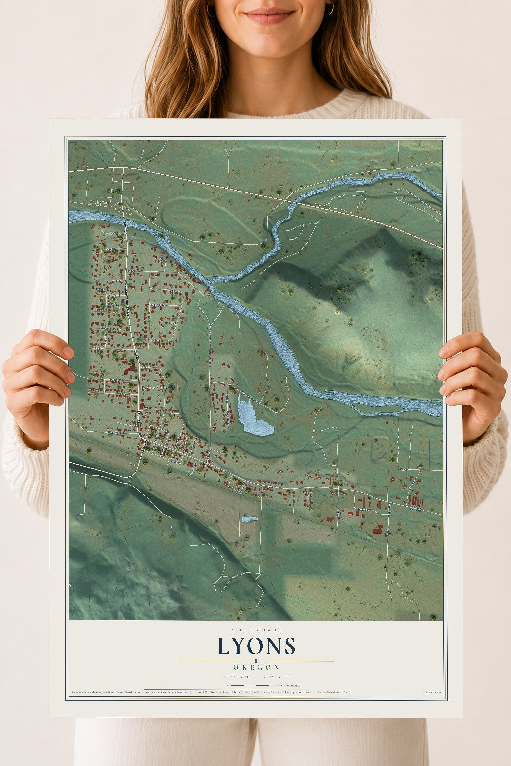 Map of Lyons, Oregon, 18 x 24 inch unframed archival matte print