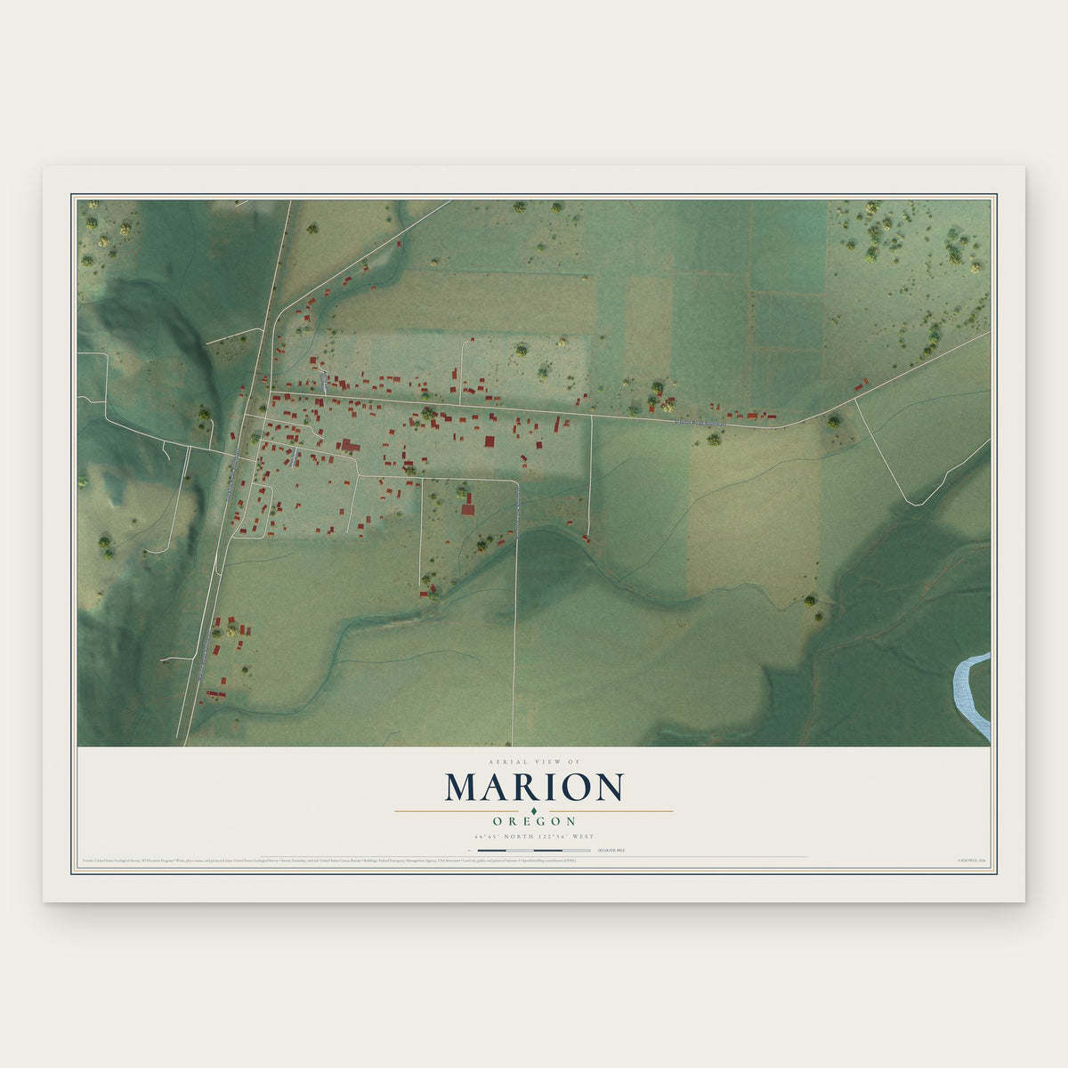 Marion, Oregon map print, the full design