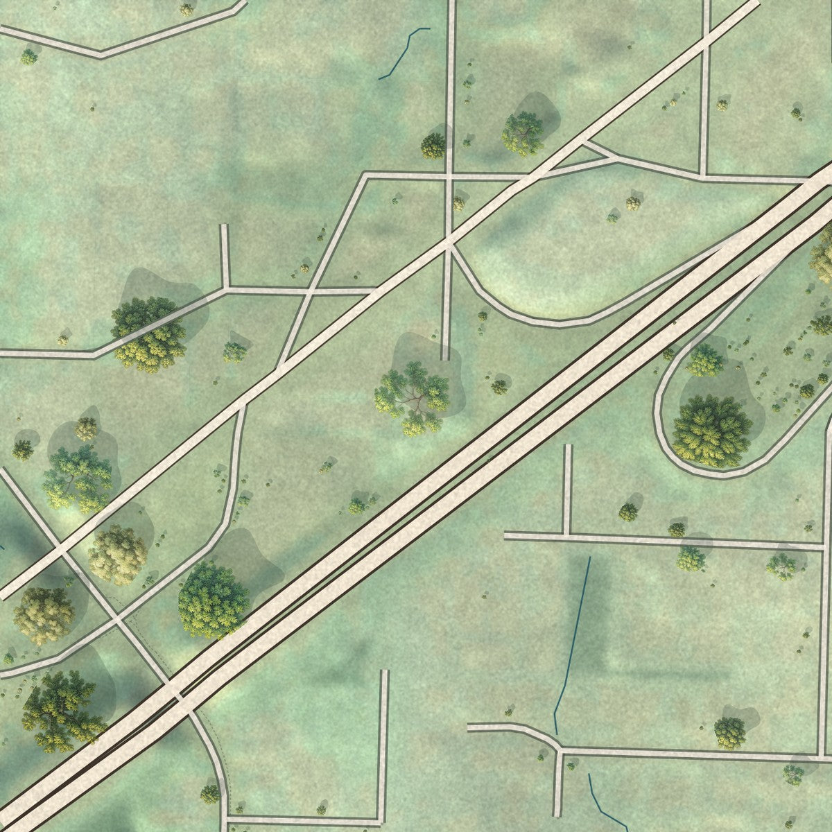 Close-up of the map of Marshall Park, Oregon print showing street and building detail