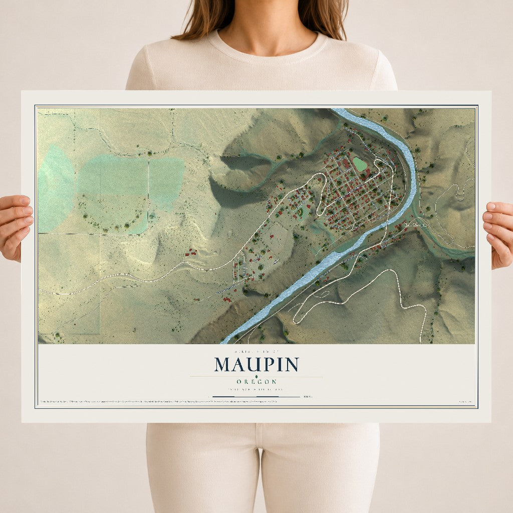 Map of Maupin, Oregon, 18 x 24 inch unframed archival matte print