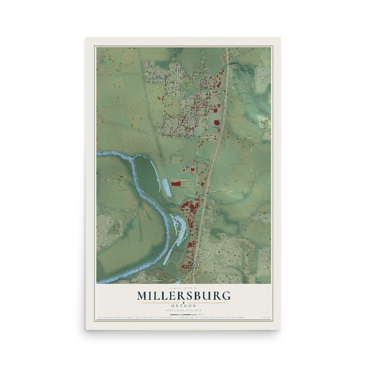 Map of Millersburg, Oregon, 12 x 18 inch unframed archival matte print