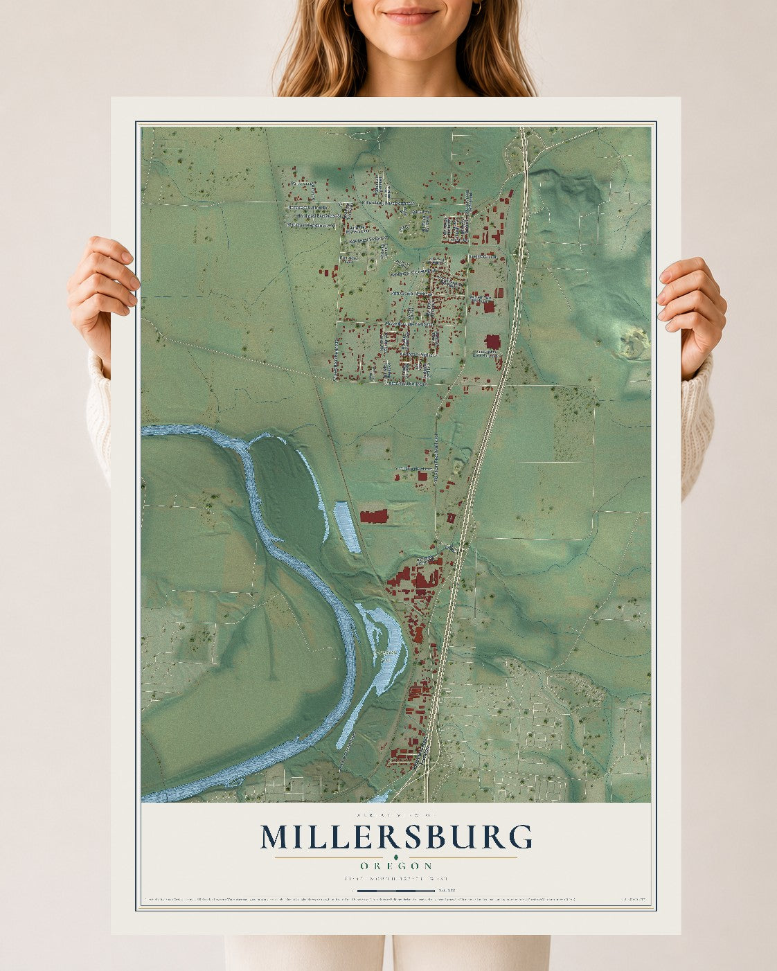 Map of Millersburg, Oregon, 24 x 36 inch unframed archival matte print