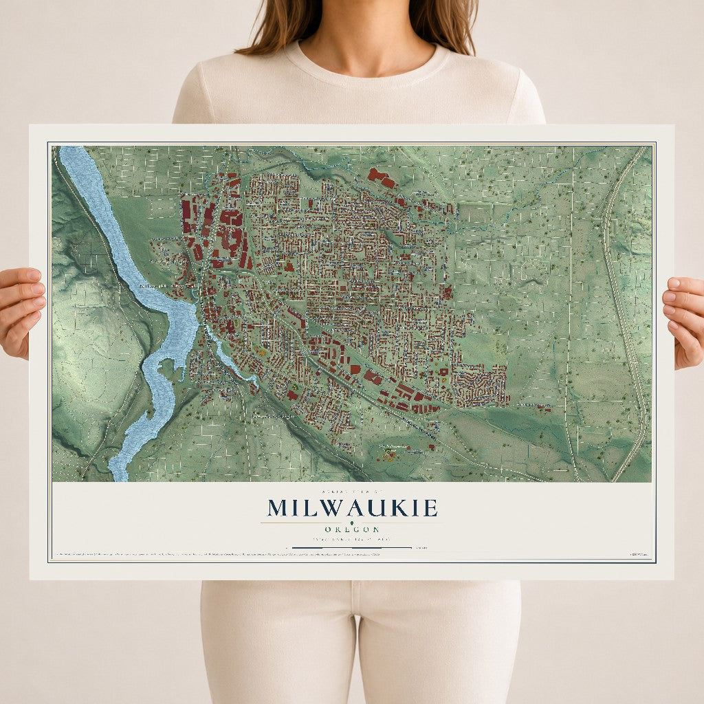 Map of Milwaukie, Oregon, 18 x 24 inch unframed archival matte print