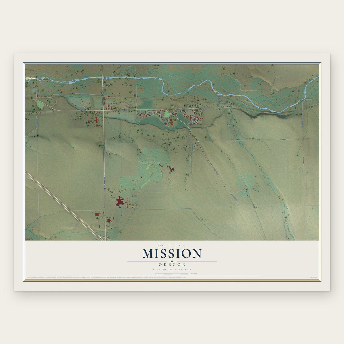 Mission, Oregon map print, the full design