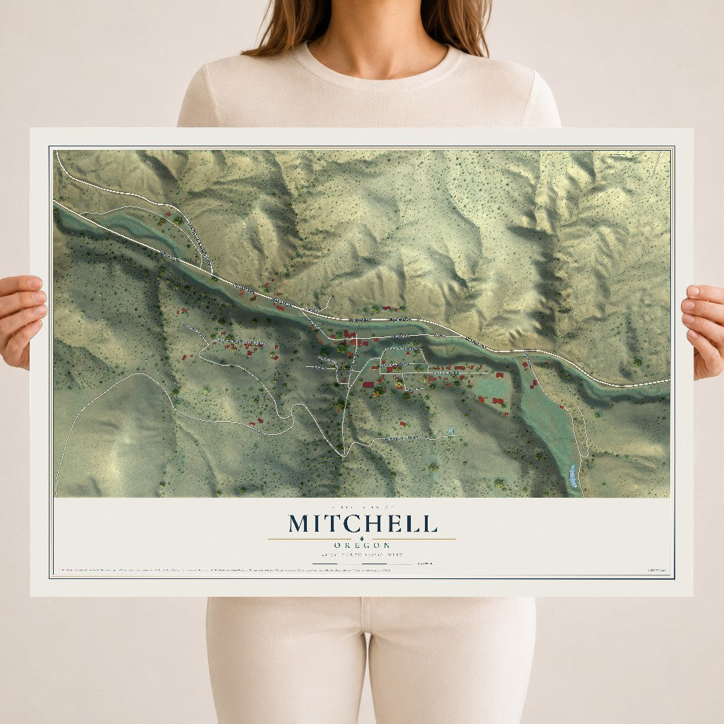 Map of Mitchell, Oregon, 18 x 24 inch unframed archival matte print
