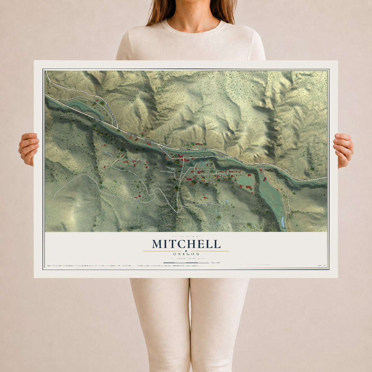 Map of Mitchell, Oregon, 24 x 36 inch unframed archival matte print