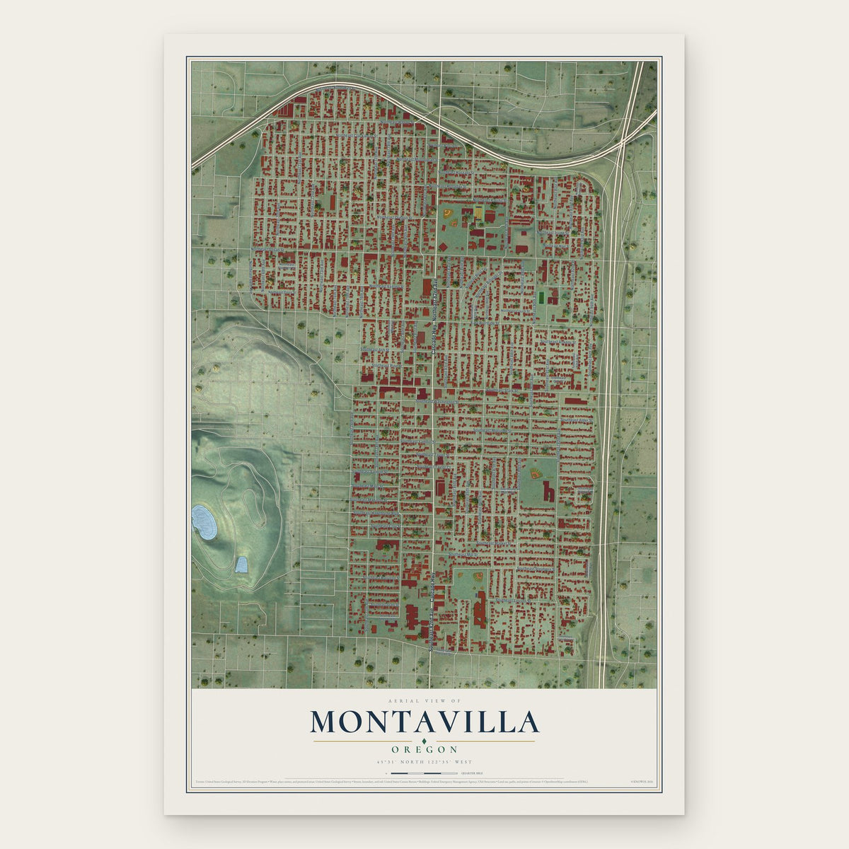 Montavilla, Oregon map print, the full design