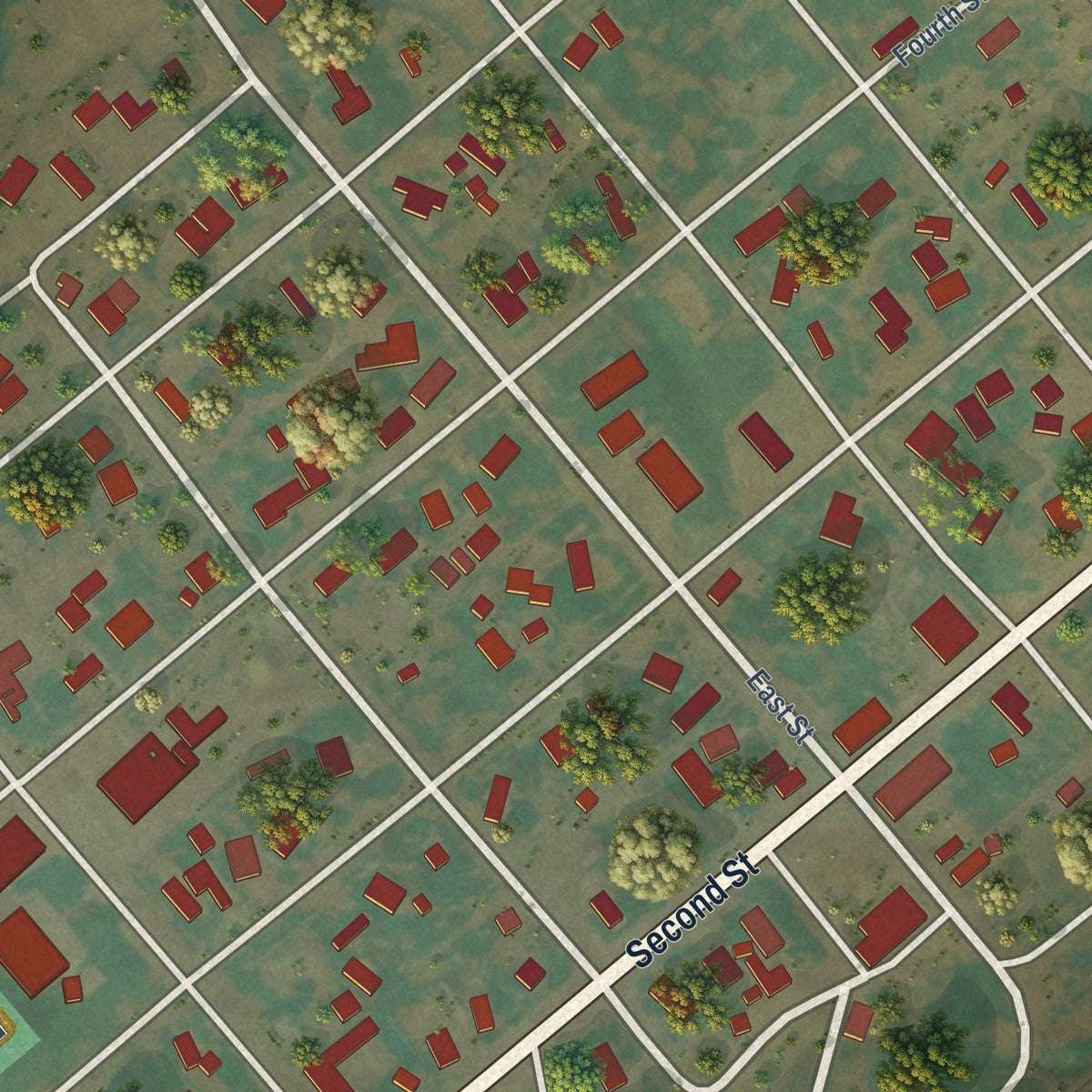 Close-up of the map of North Powder, Oregon print showing street and building detail