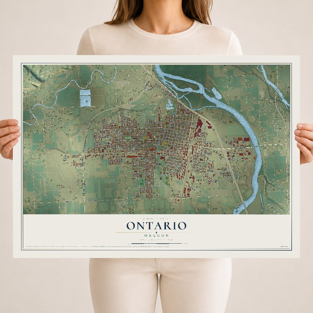 Map of Ontario, Oregon, 18 x 24 inch unframed archival matte print