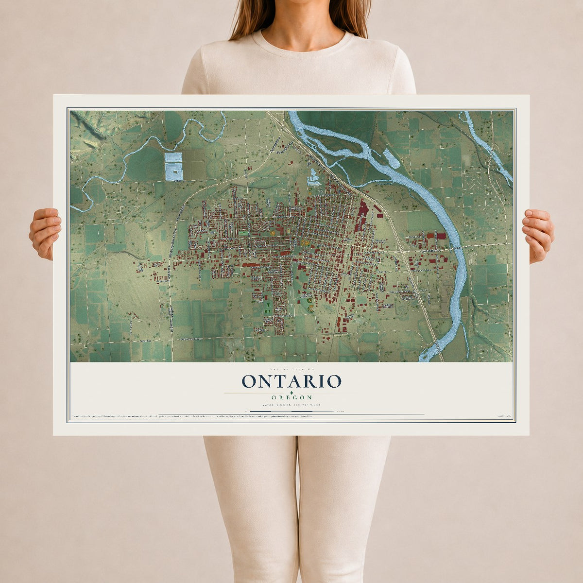 Map of Ontario, Oregon, 24 x 36 inch unframed archival matte print