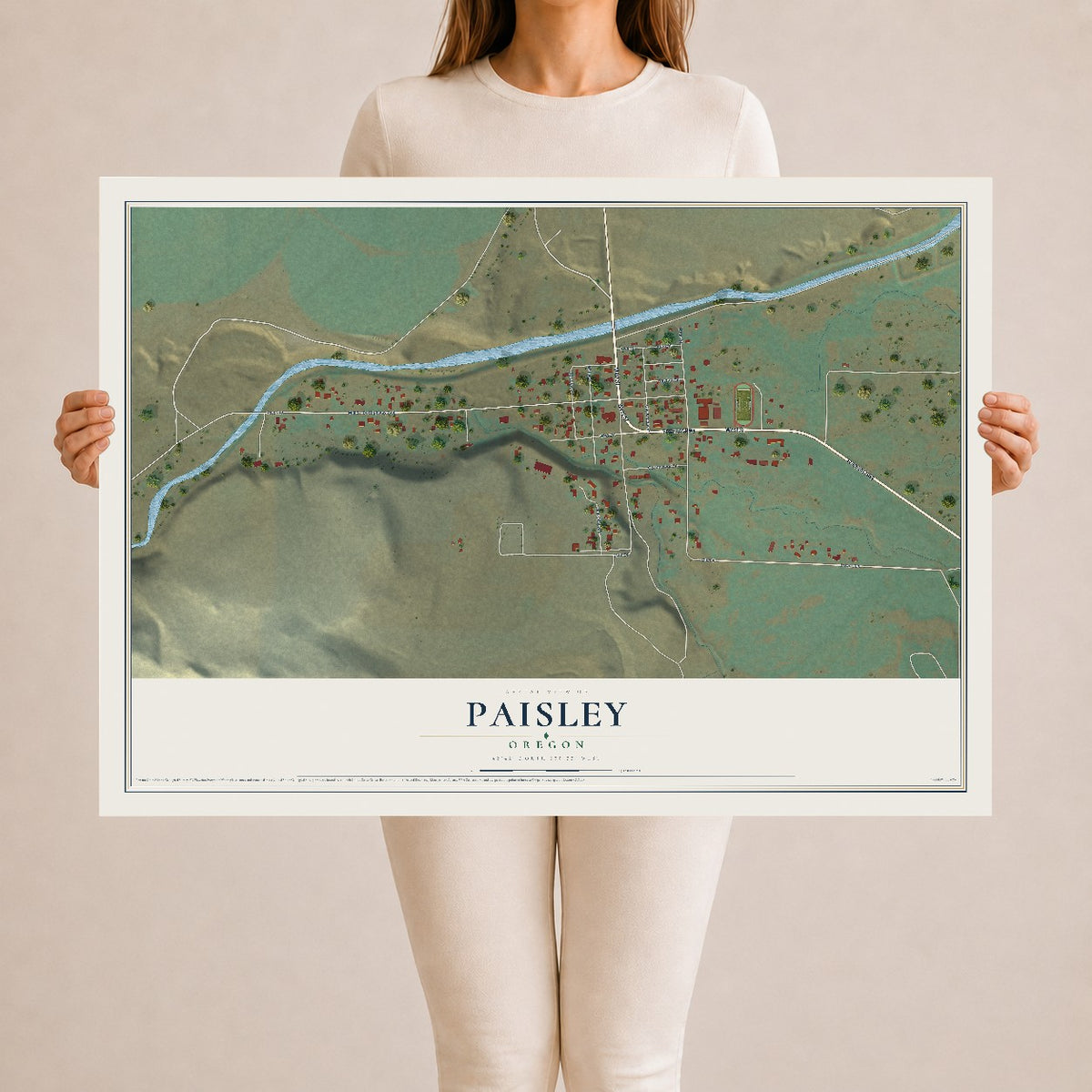 Map of Paisley, Oregon, 24 x 36 inch unframed archival matte print
