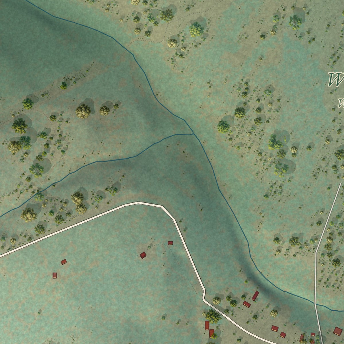 Close-up of the map of Pine Grove, Oregon print showing street and building detail