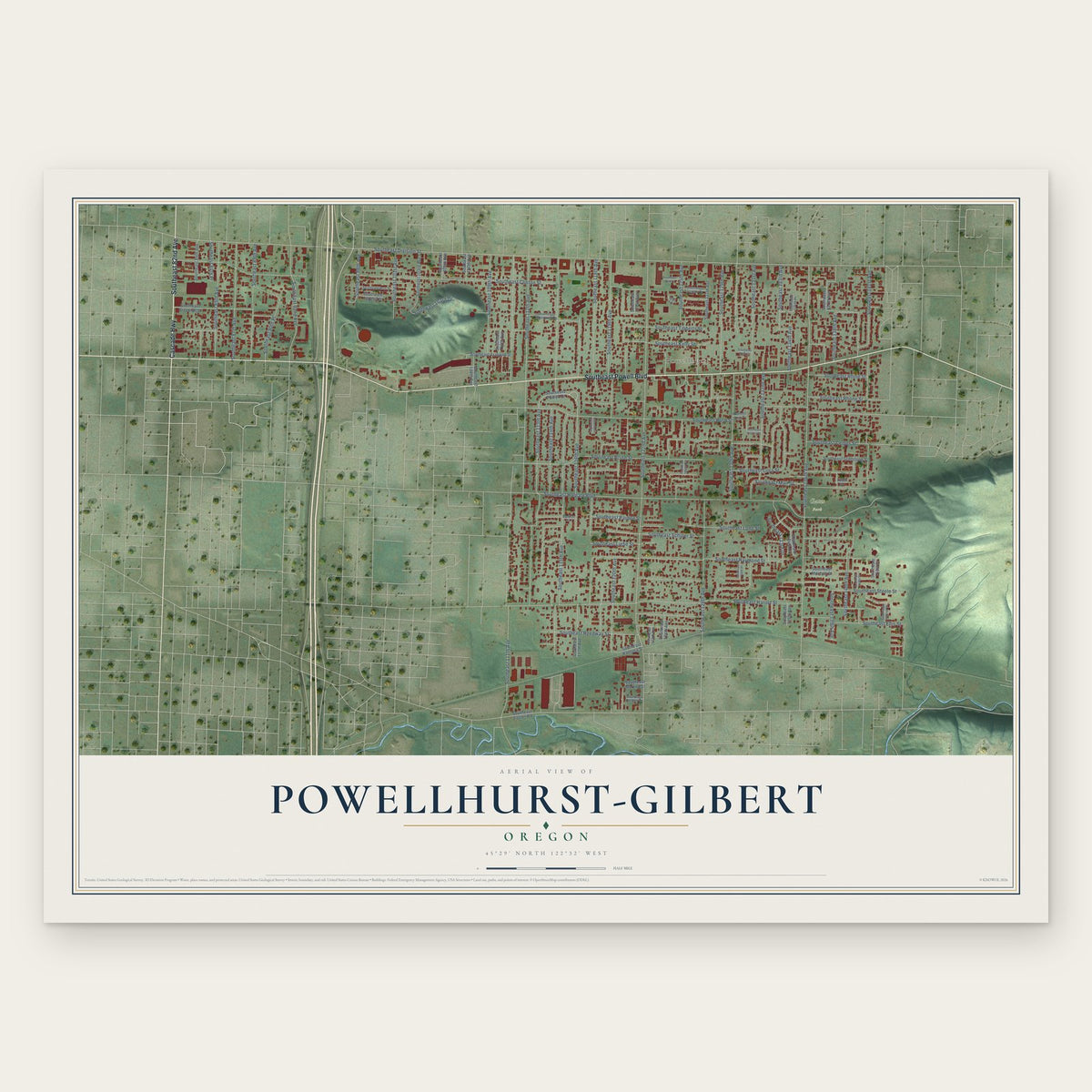 Powellhurst-Gilbert, Oregon map print, the full design