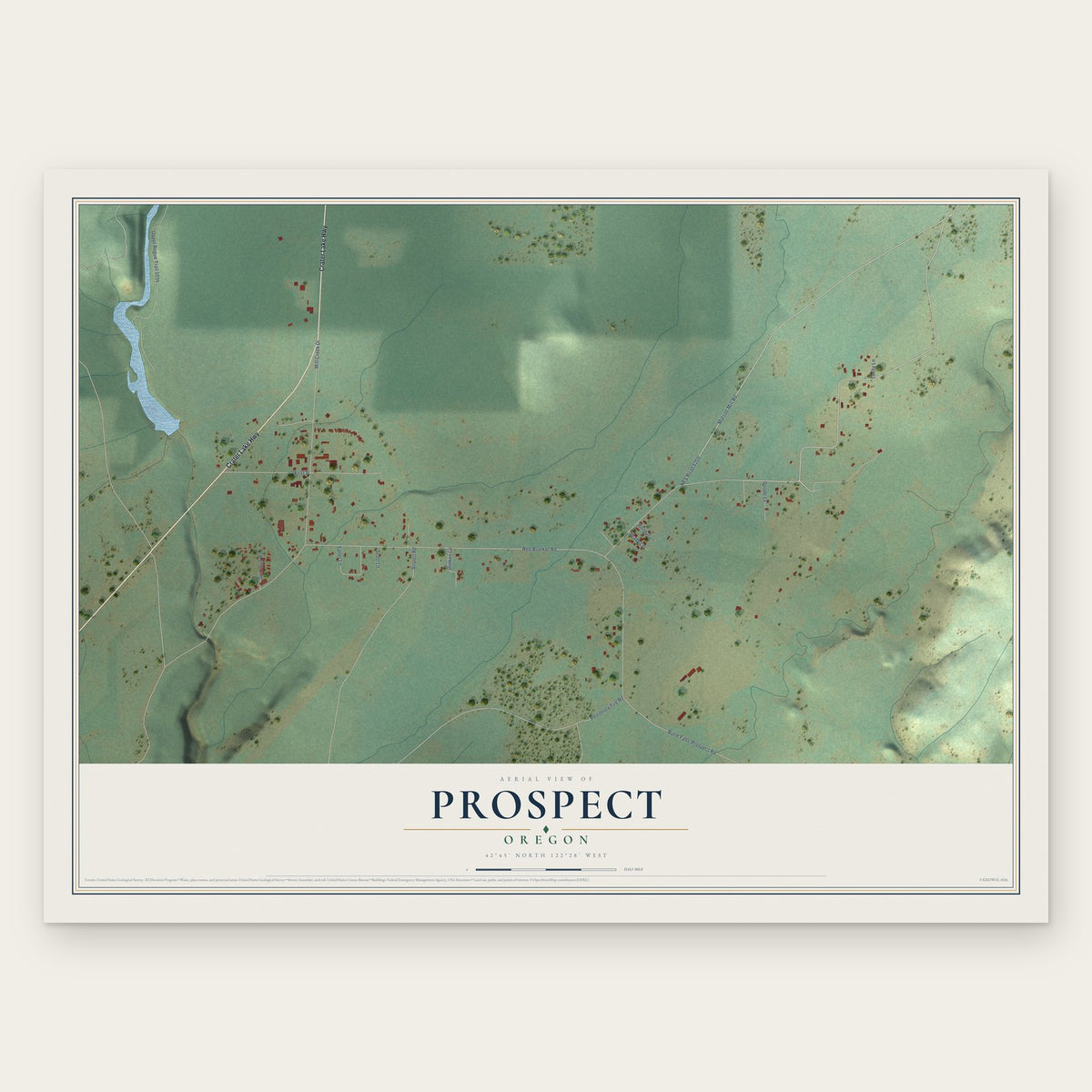Prospect, Oregon map print, the full design