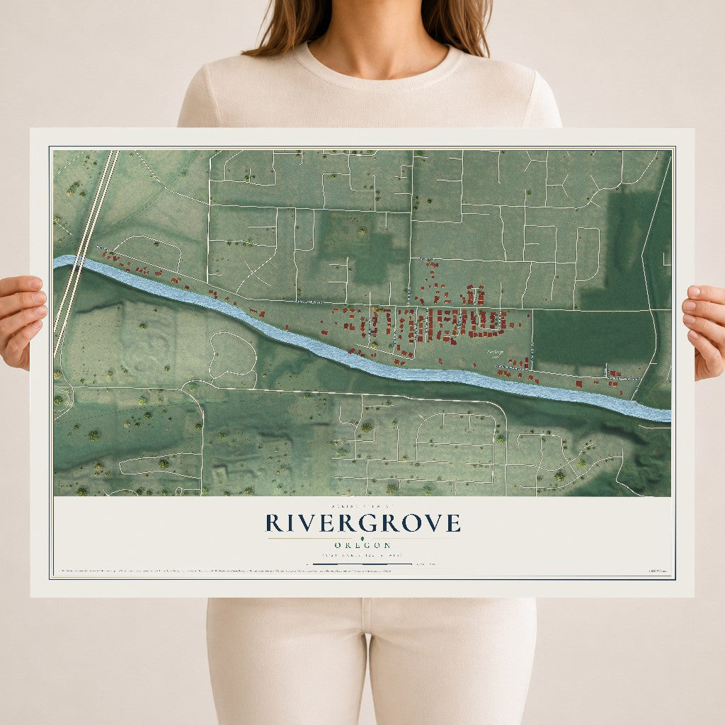 Map of Rivergrove, Oregon, 18 x 24 inch unframed archival matte print