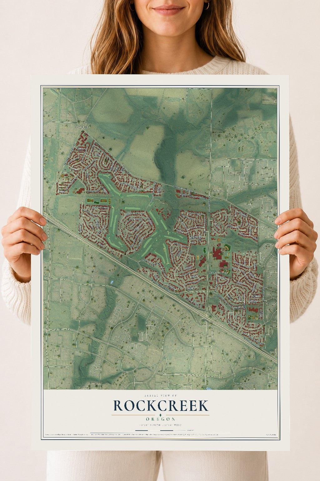 Map of Rockcreek, Oregon, 18 x 24 inch unframed archival matte print