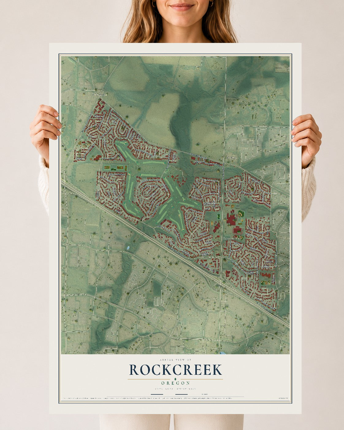 Map of Rockcreek, Oregon, 24 x 36 inch unframed archival matte print
