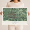 Map of Roseburg, Oregon, 12 x 18 inch unframed archival matte print