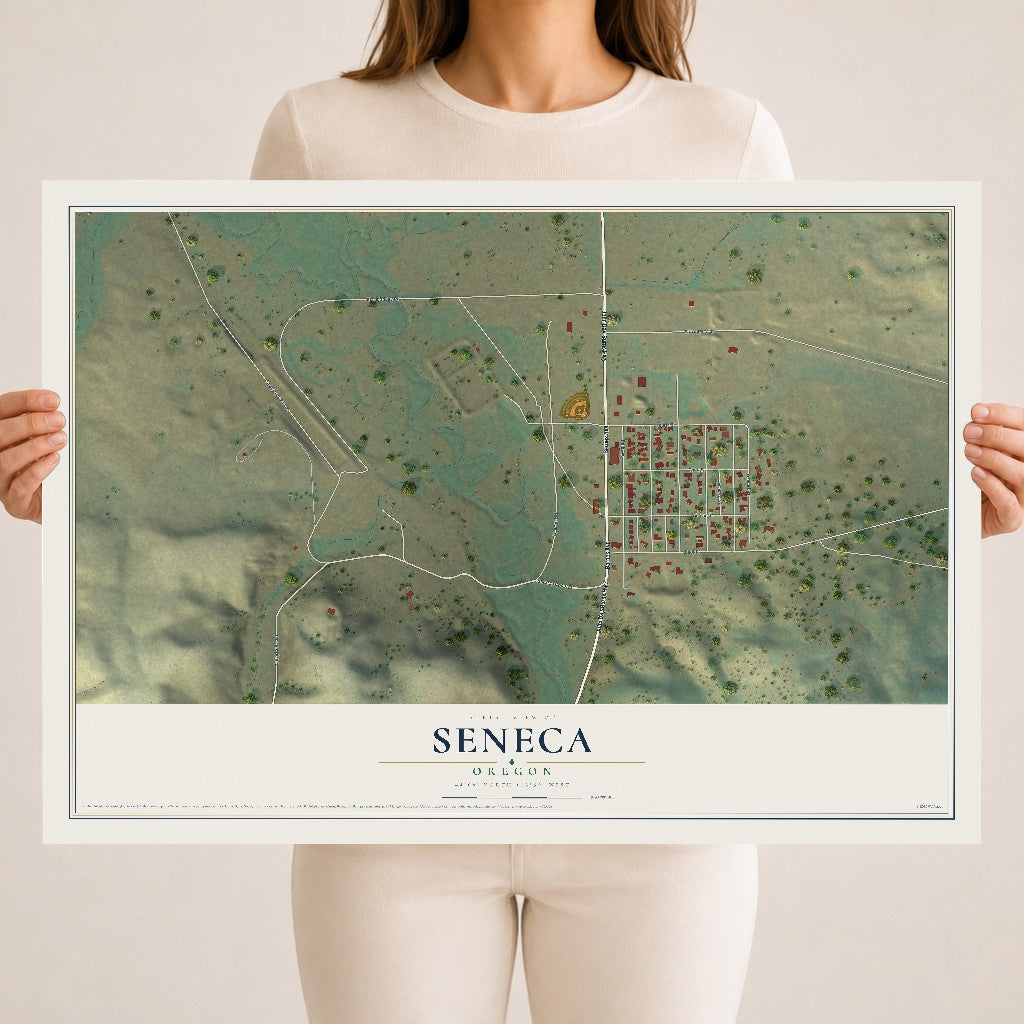 Map of Seneca, Oregon, 18 x 24 inch unframed archival matte print