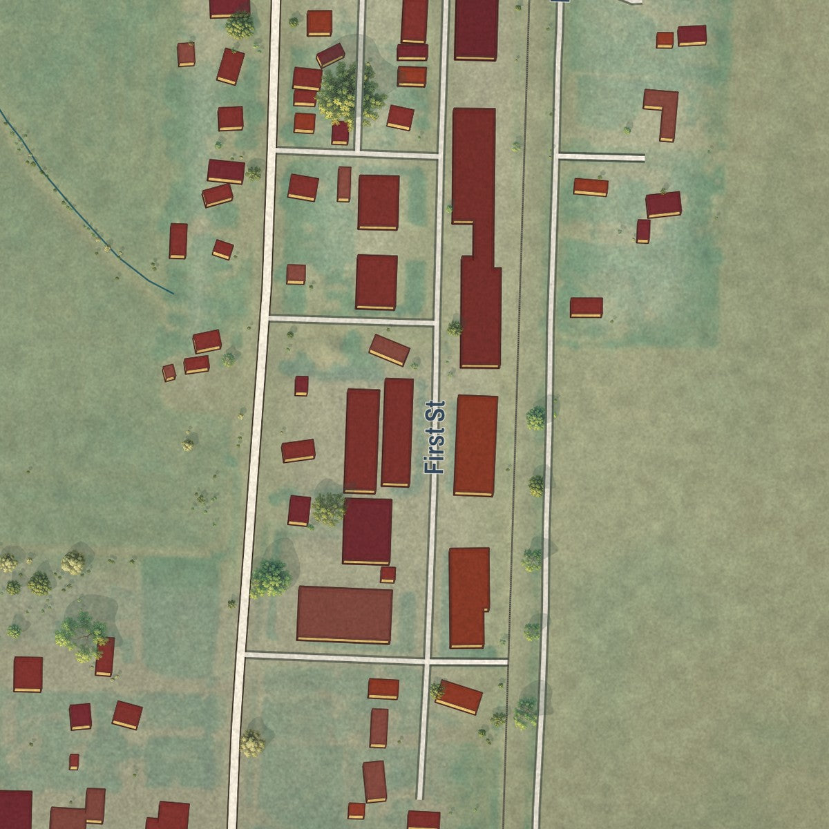 Close-up of the map of Shedd, Oregon print showing street and building detail