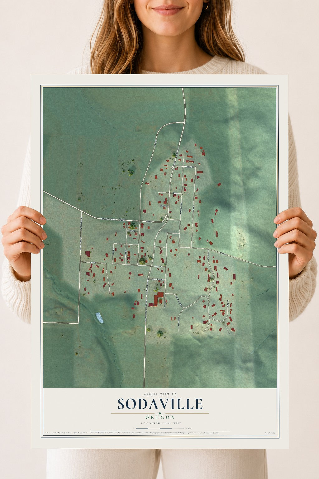Map of Sodaville, Oregon, 18 x 24 inch unframed archival matte print