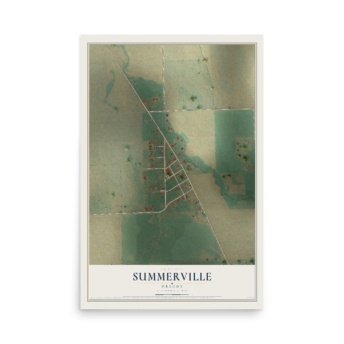 Map of Summerville, Oregon, 12 x 18 inch unframed archival matte print