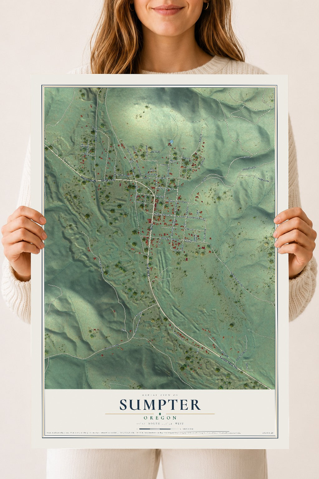 Map of Sumpter, Oregon, 18 x 24 inch unframed archival matte print