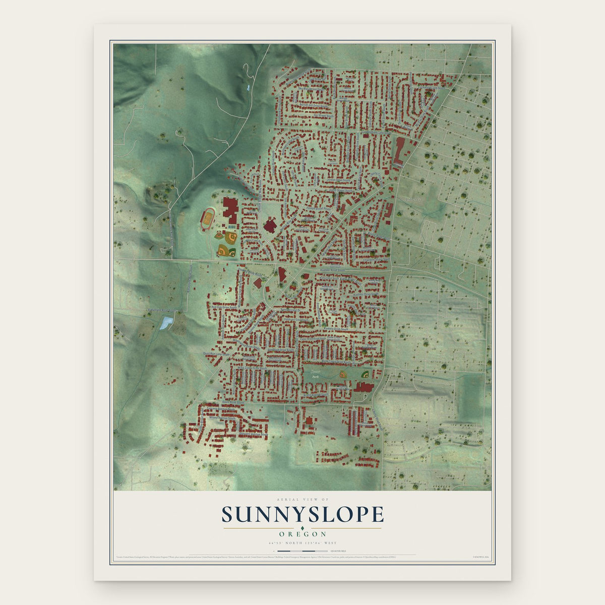 Sunnyslope, Oregon map print, the full design