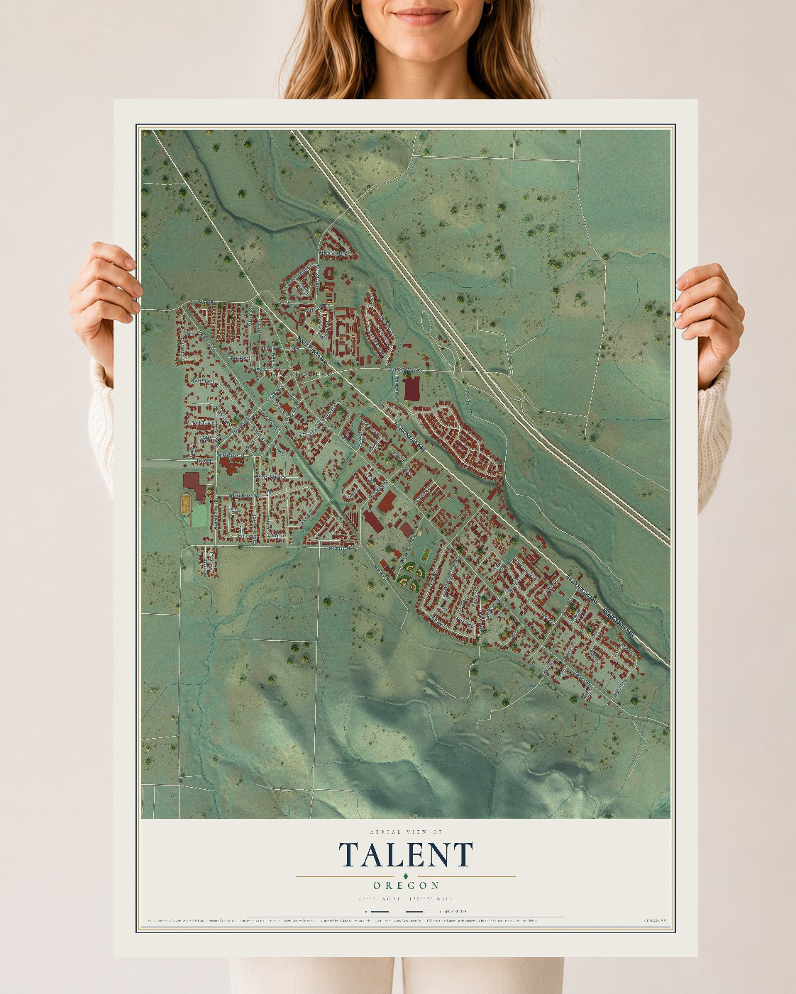 Map of Talent, Oregon, 24 x 36 inch unframed archival matte print