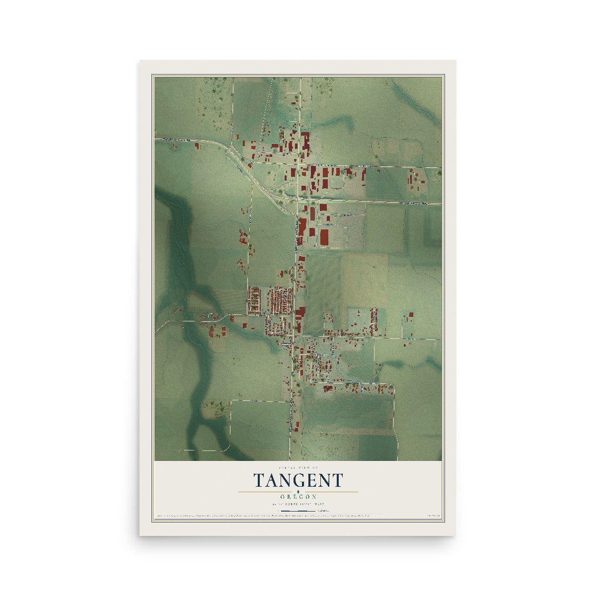 Map of Tangent, Oregon, 12 x 18 inch unframed archival matte print