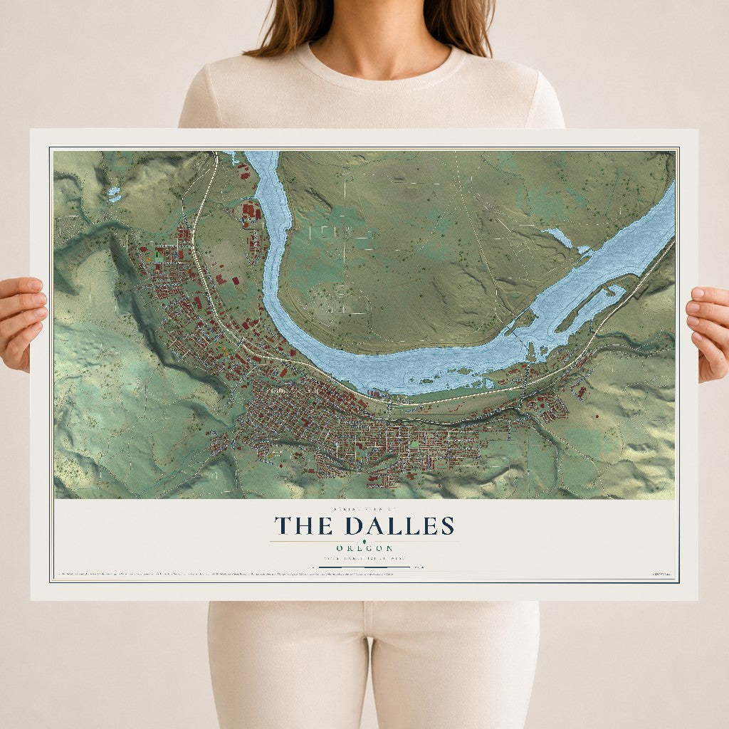 Map of The Dalles, Oregon, 18 x 24 inch unframed archival matte print