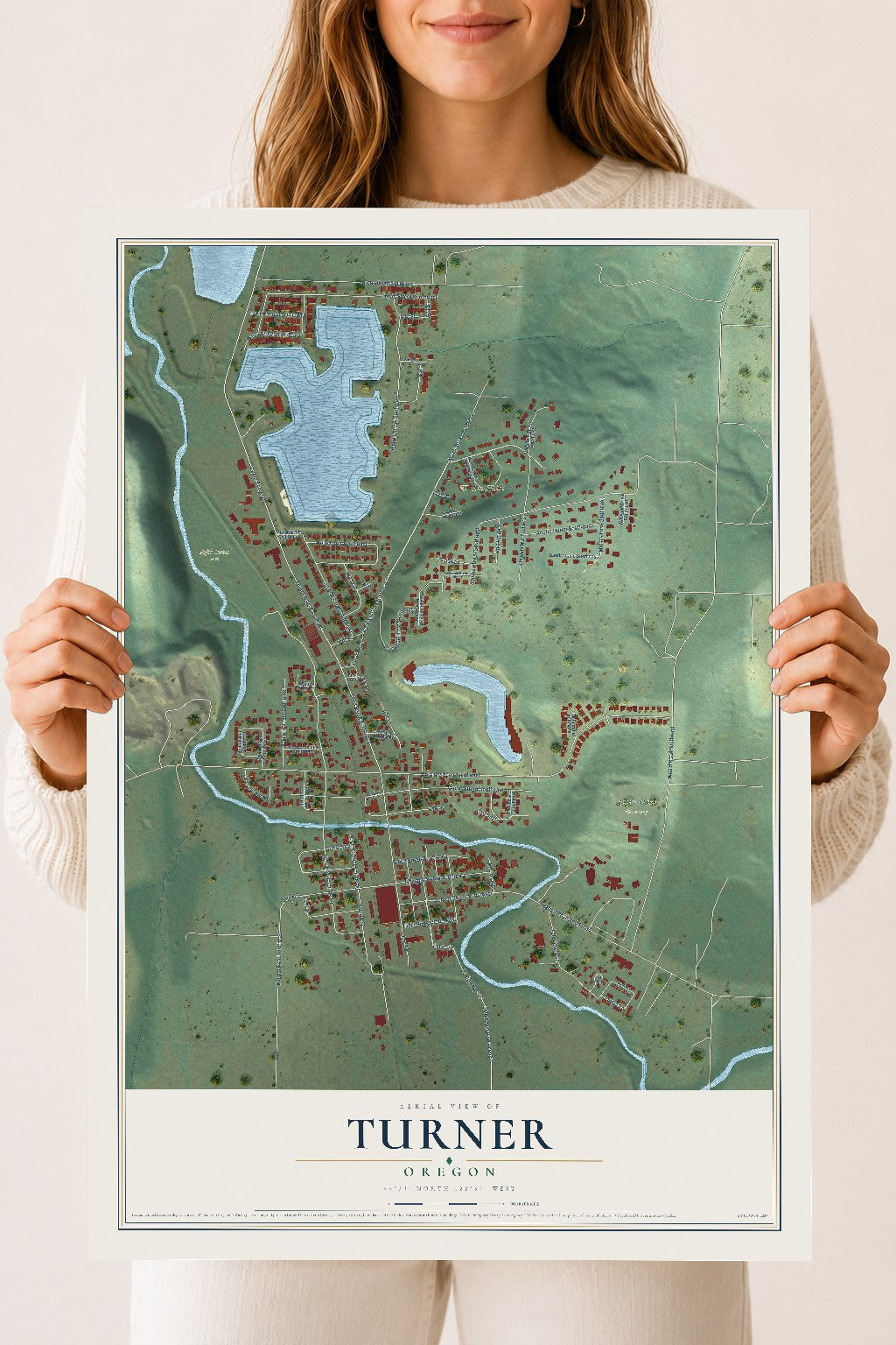 Map of Turner, Oregon, 18 x 24 inch unframed archival matte print