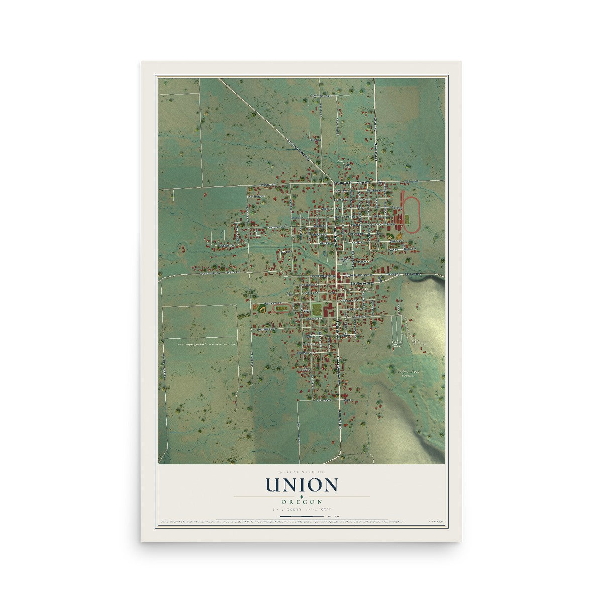 Map of Union, Oregon, 12 x 18 inch unframed archival matte print