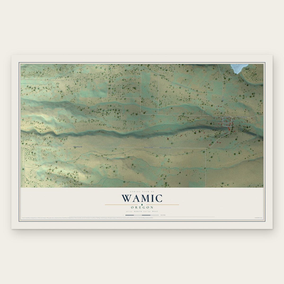 Wamic, Oregon map print, the full design
