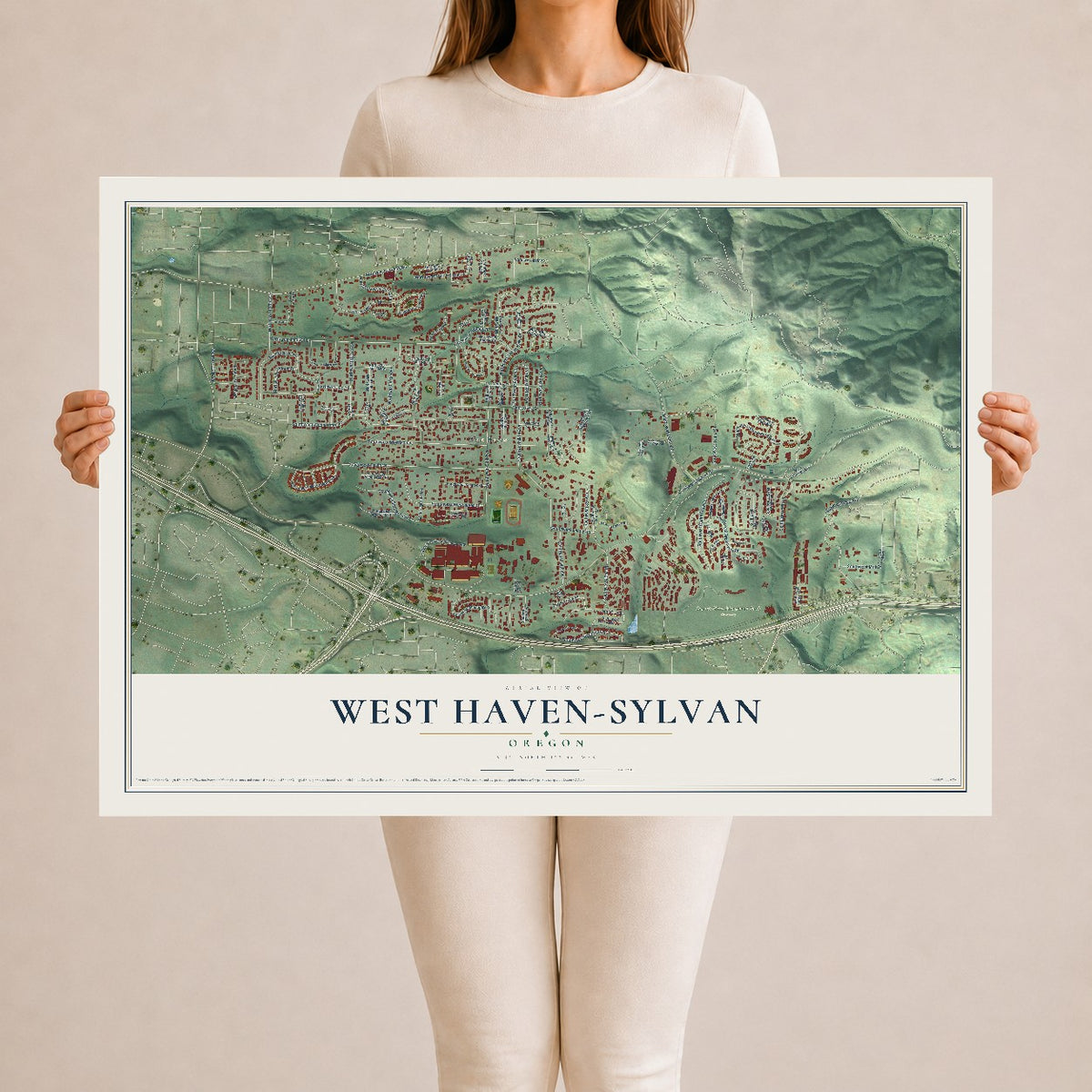 Map of West Haven-Sylvan, Oregon, 24 x 36 inch unframed archival matte print