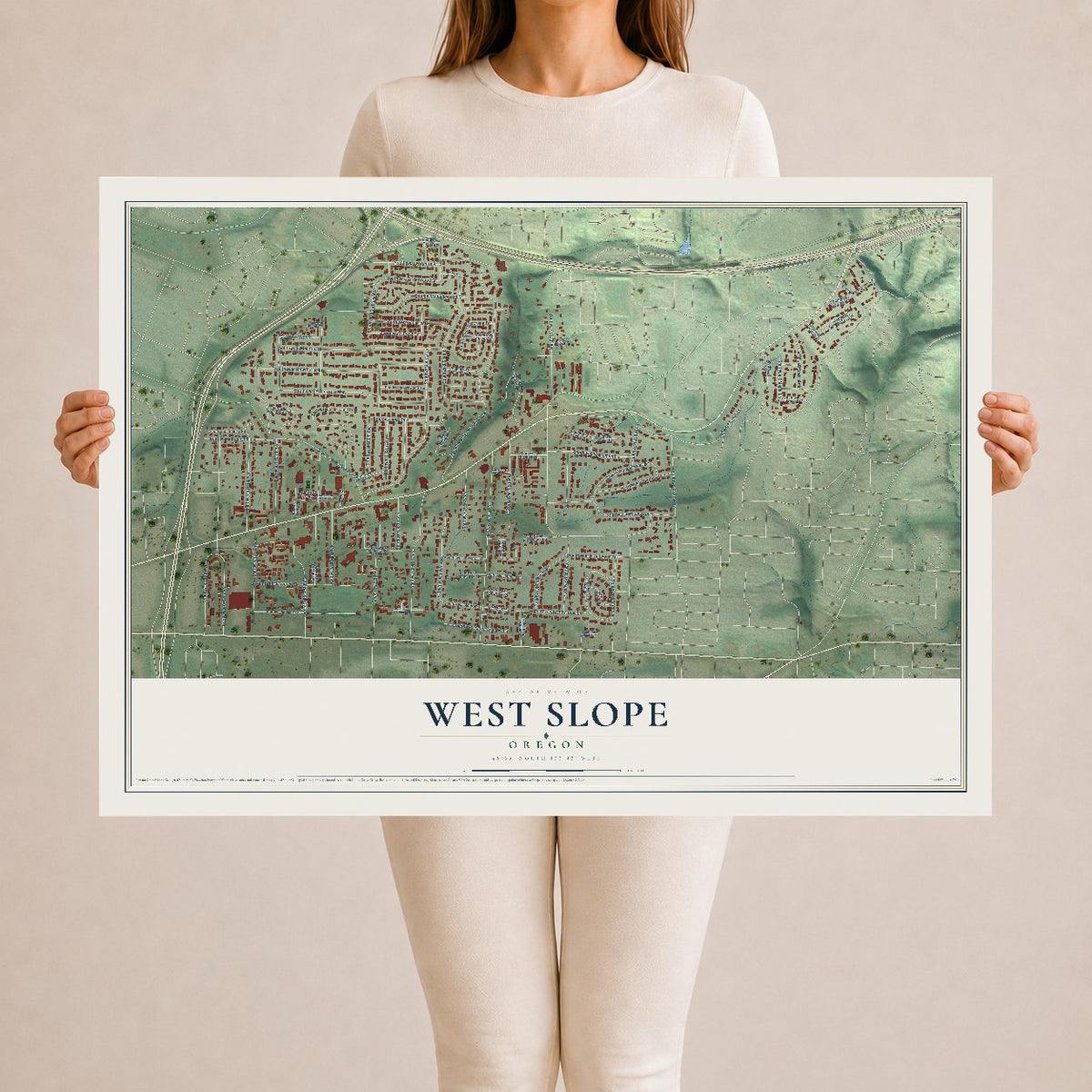 Map of West Slope, Oregon, 24 x 36 inch unframed archival matte print