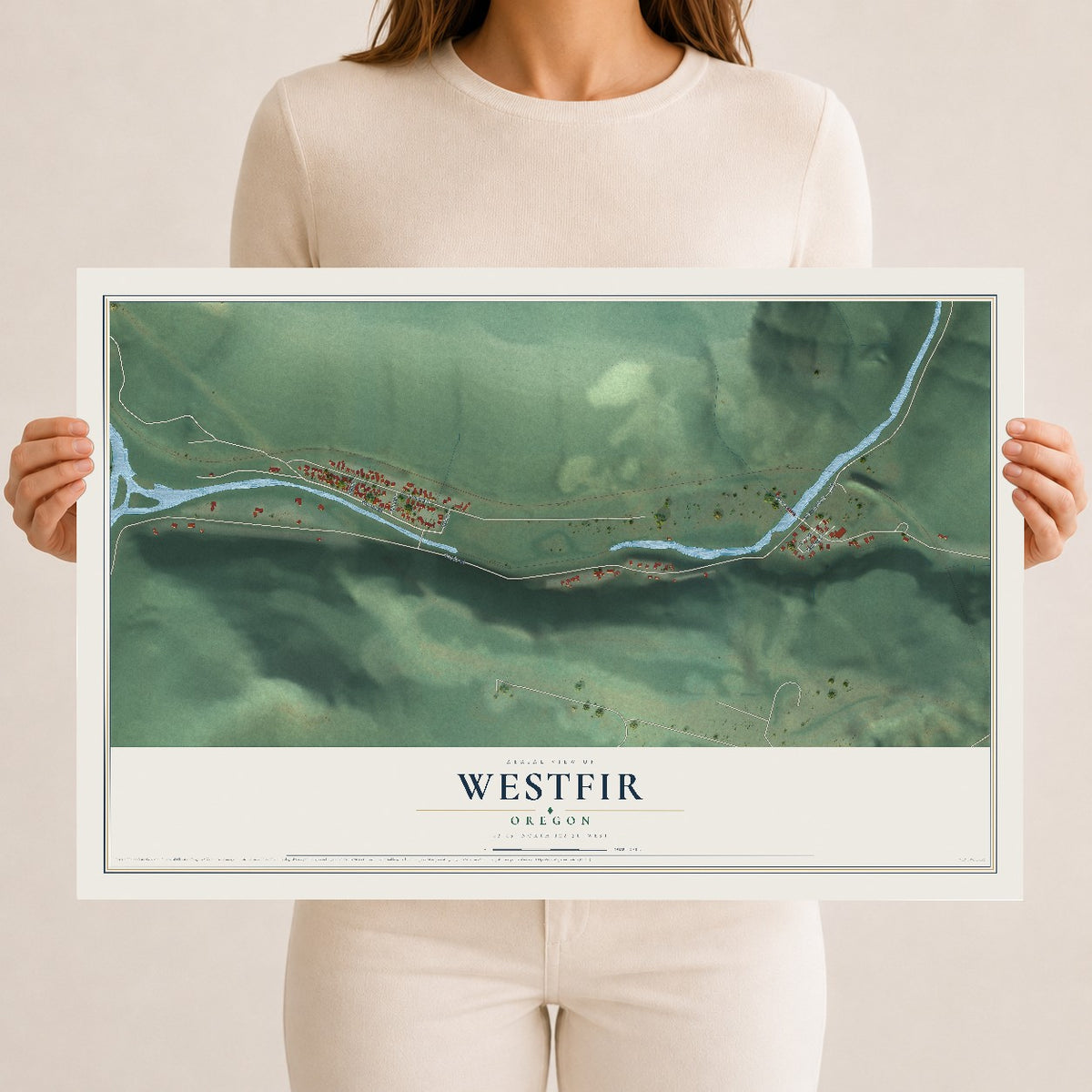 Map of Westfir, Oregon, 12 x 18 inch unframed archival matte print