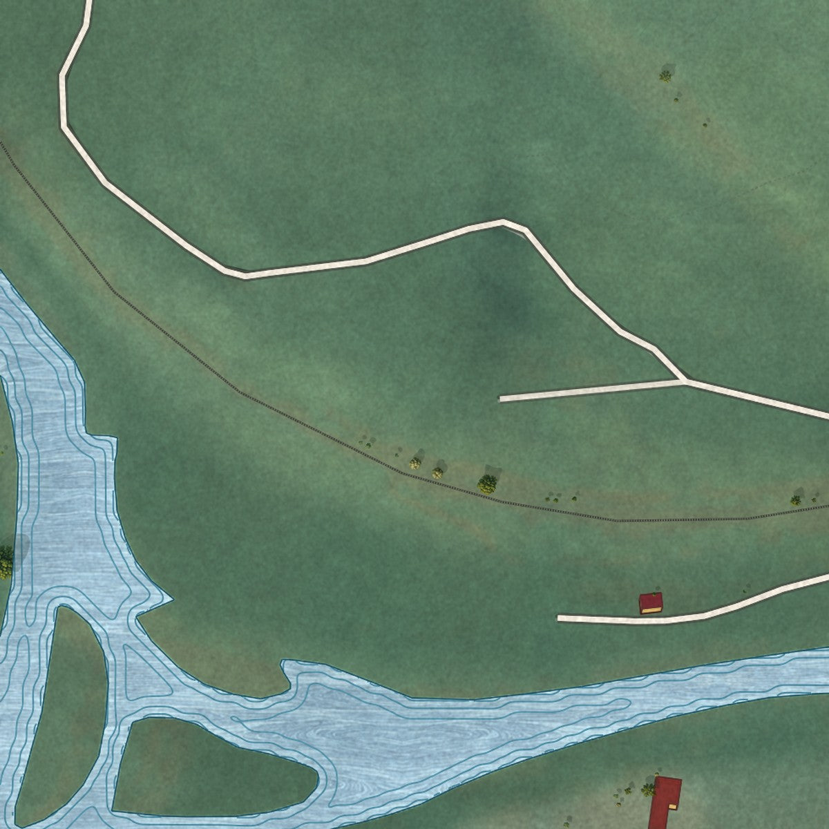 Second close-up of the map of Westfir, Oregon print showing more streets and buildings