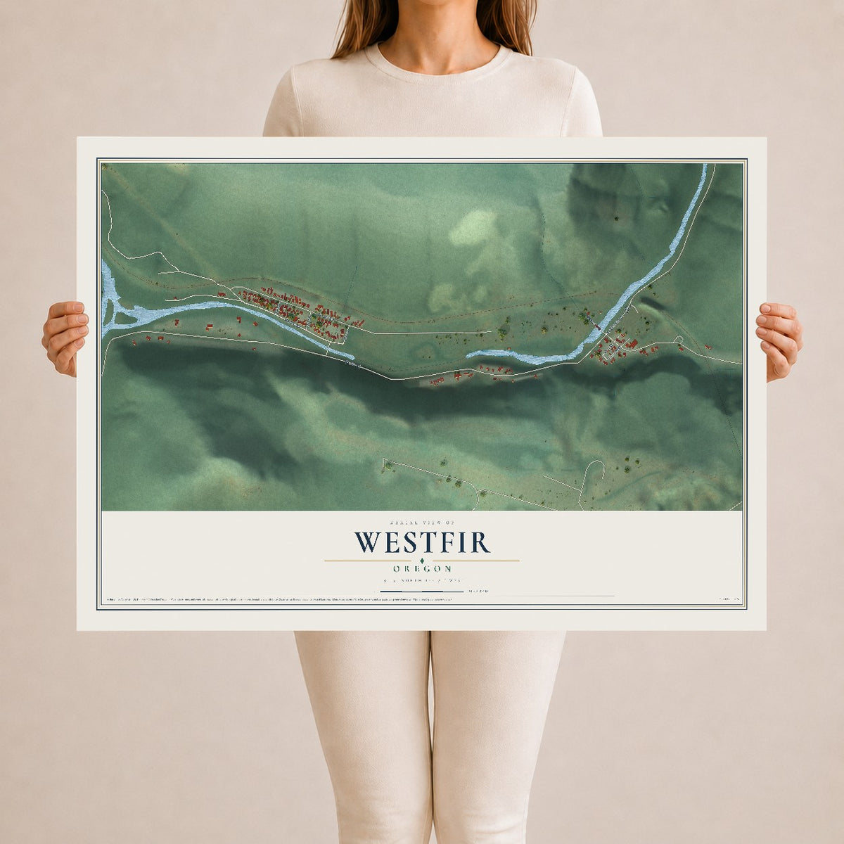 Map of Westfir, Oregon, 24 x 36 inch unframed archival matte print