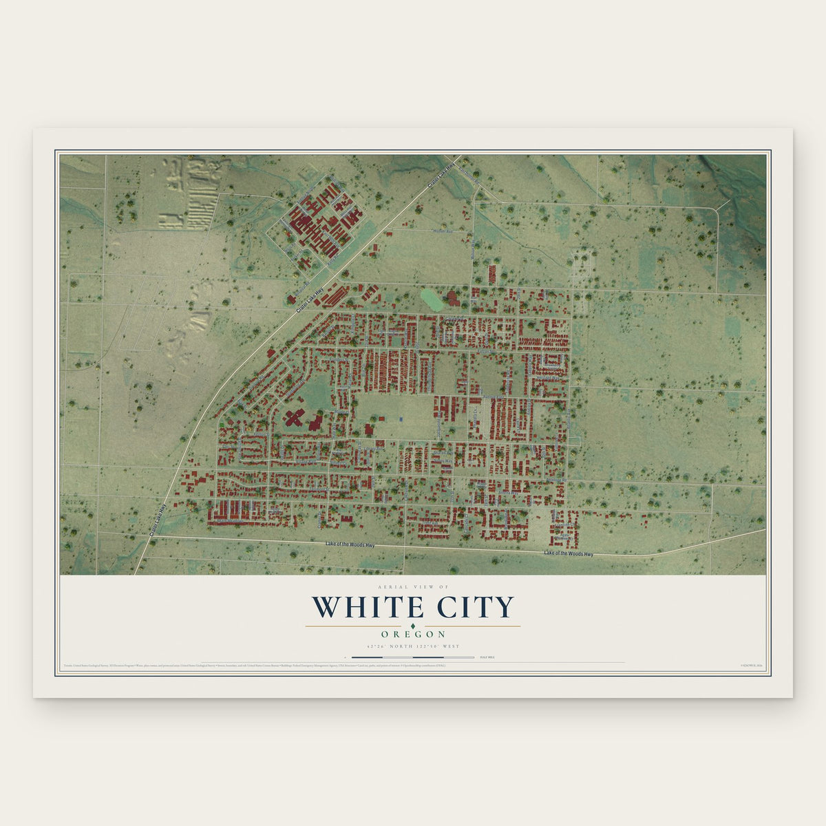 White City, Oregon map print, the full design