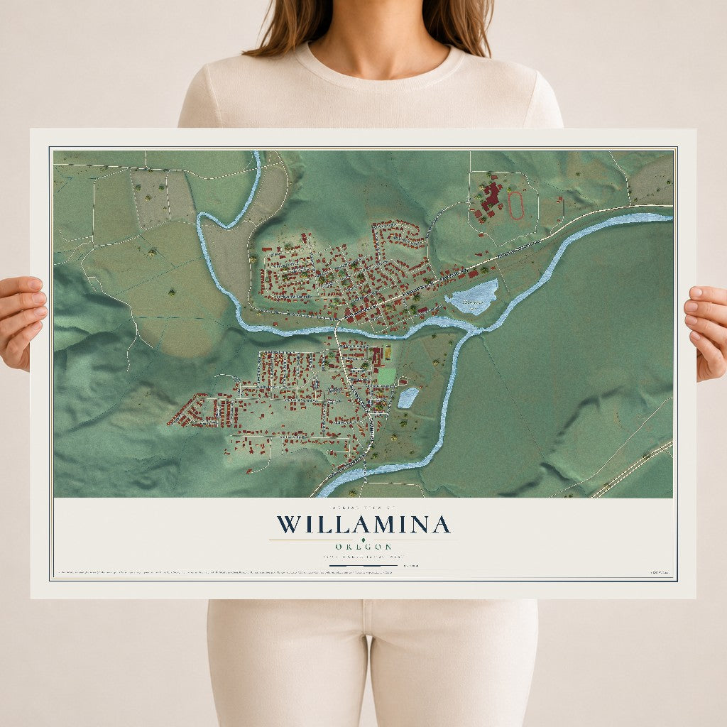 Map of Willamina, Oregon, 18 x 24 inch unframed archival matte print