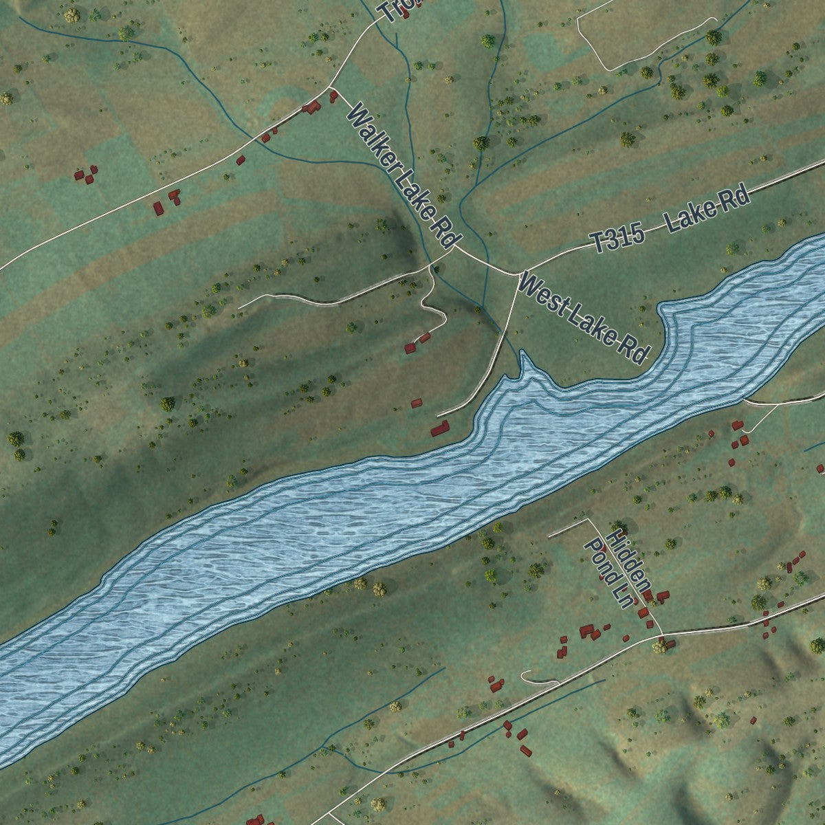 Close-up of the map of Adams, Snyder County, Pennsylvania print showing street and building detail