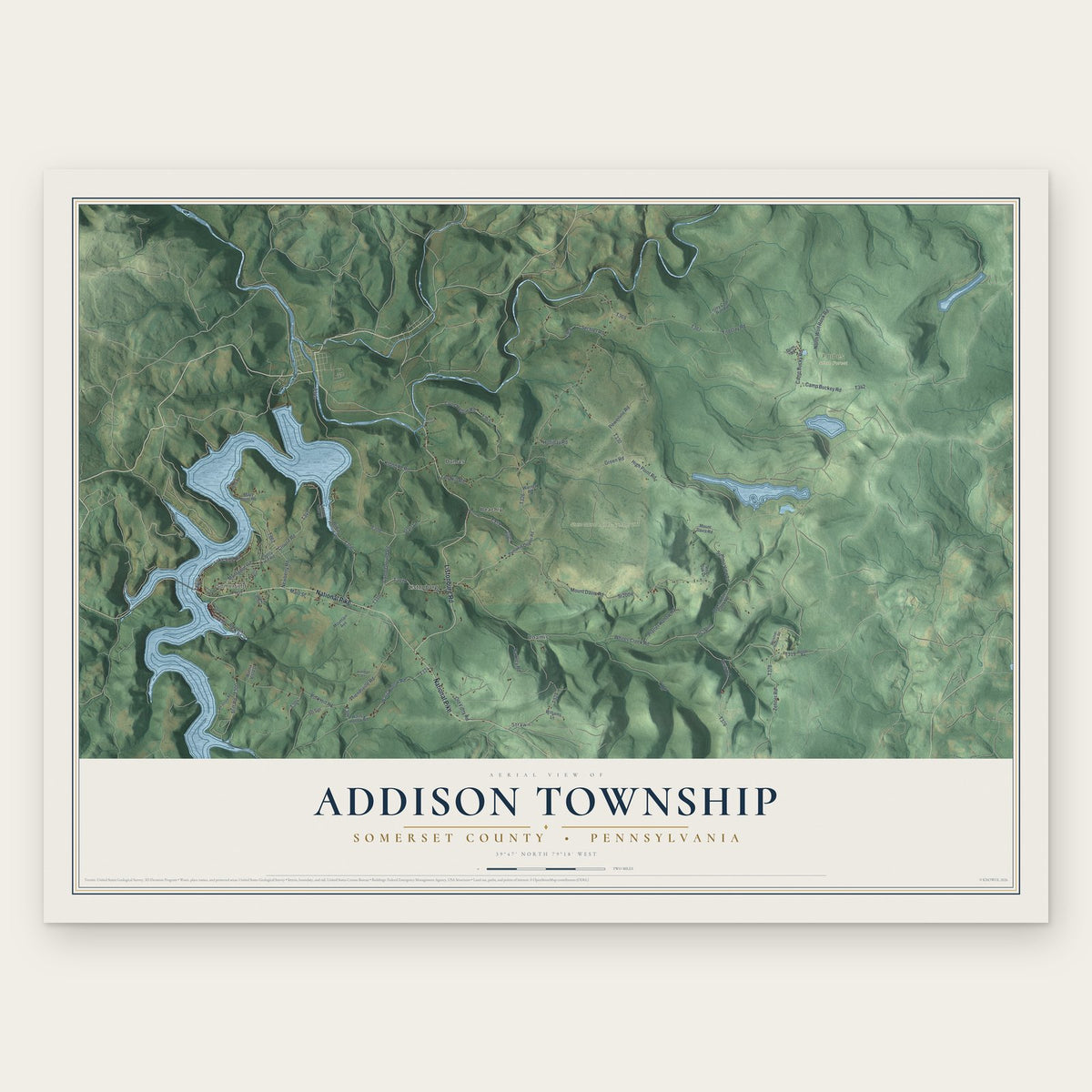 Addison Township, Somerset County, Pennsylvania map print, the full design