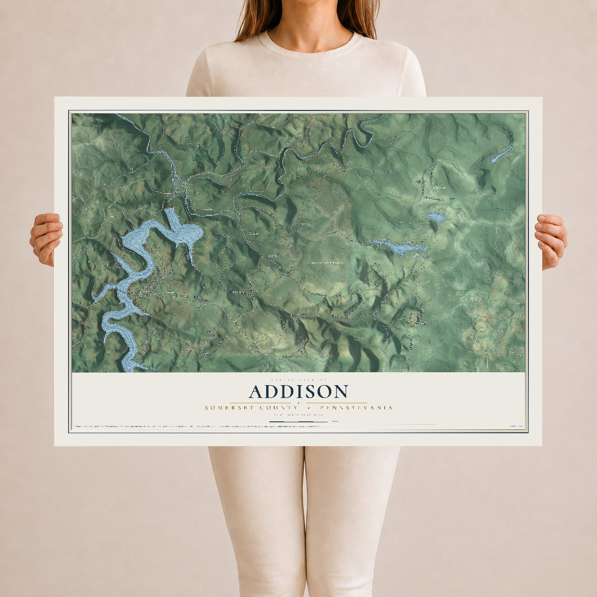 Map of Addison, Somerset County, Pennsylvania, 24 x 36 inch unframed archival matte print