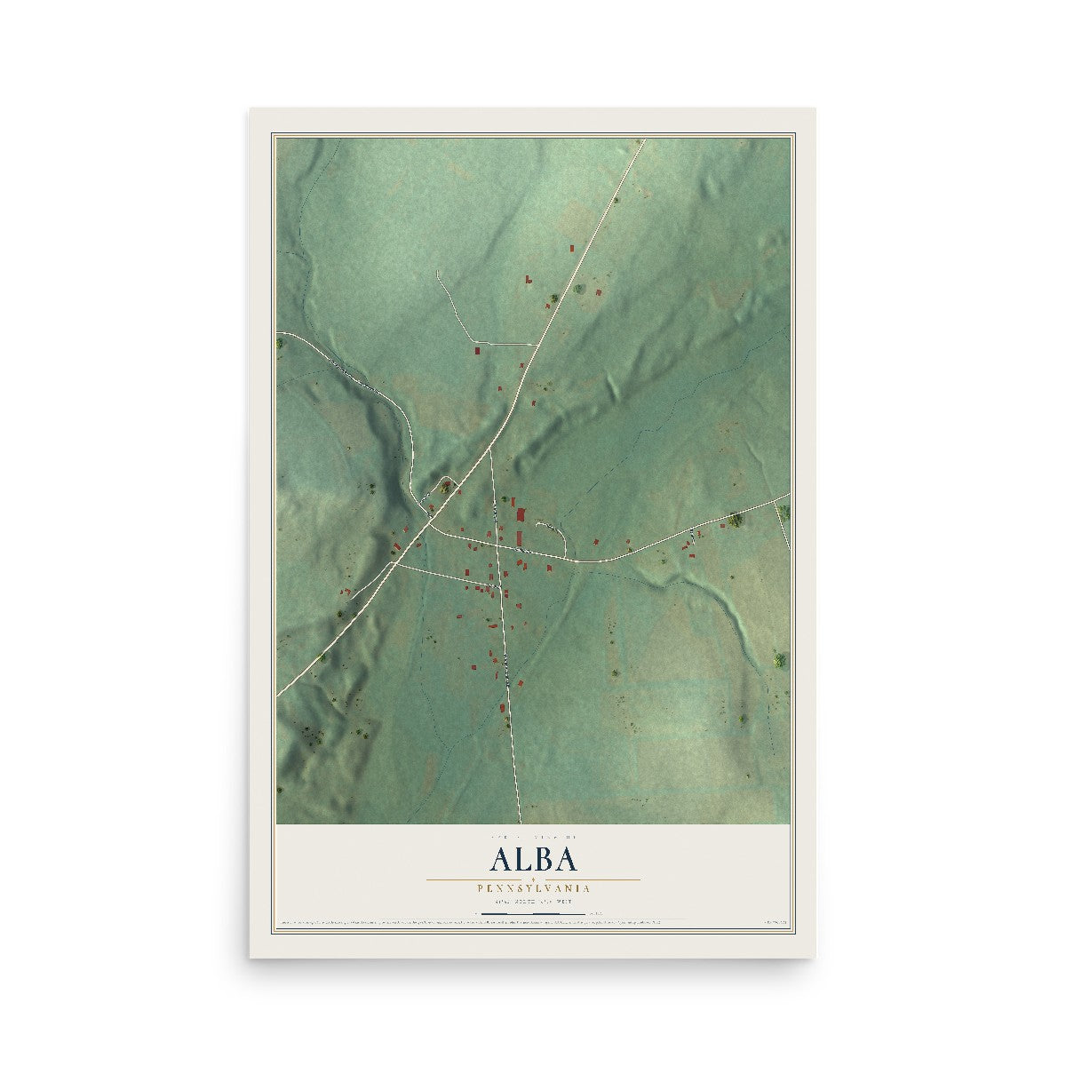 Map of Alba, Pennsylvania, 12 x 18 inch unframed archival matte print