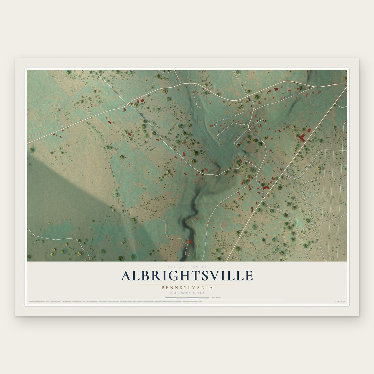 Albrightsville, Pennsylvania map print, the full design