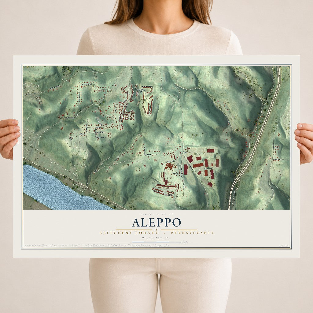 Map of Aleppo, Allegheny County, Pennsylvania, 18 x 24 inch unframed archival matte print