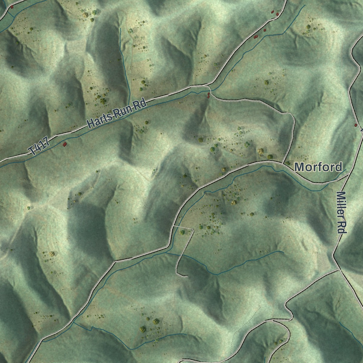 Second close-up of the map of Aleppo, Greene County, Pennsylvania print showing more streets and buildings