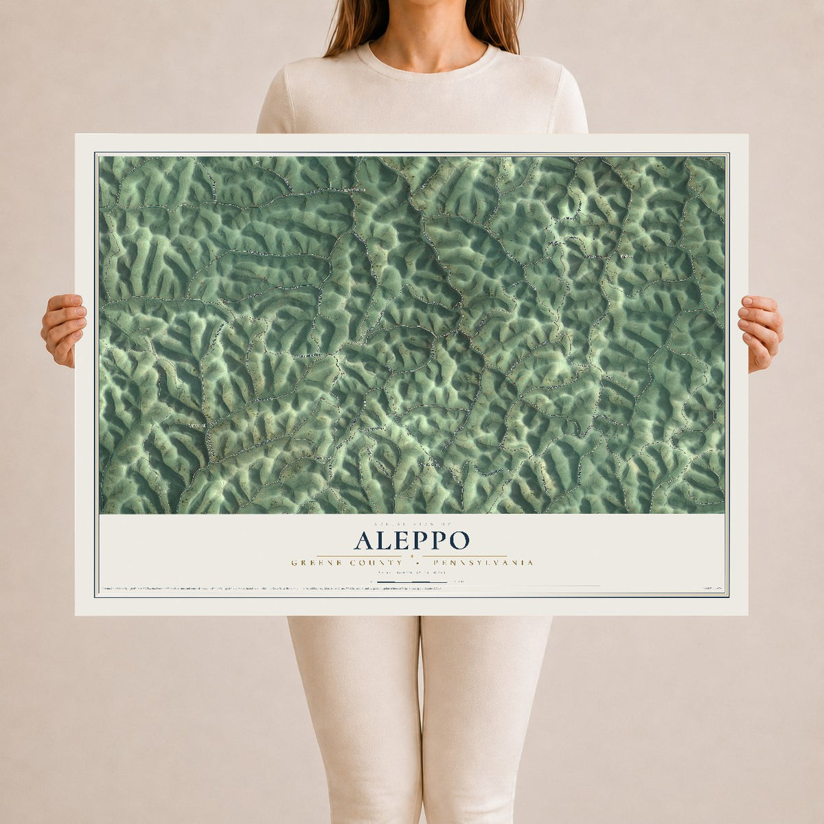 Map of Aleppo, Greene County, Pennsylvania, 24 x 36 inch unframed archival matte print