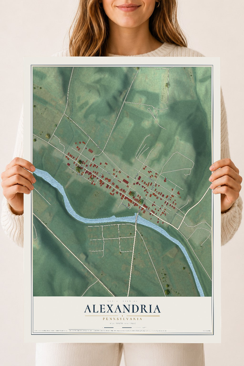 Map of Alexandria, Pennsylvania, 18 x 24 inch unframed archival matte print